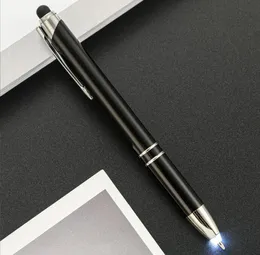 LED Light Up Pen Touch Screen Ballpoint Penns ficklampor med Stylus 3 i 1 Metal Advertising Promotional Gift