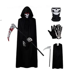 Halloween Party Decoration Adult Grim Reaper Black Single Layer Cloak Cloak Costume Props GCB16384