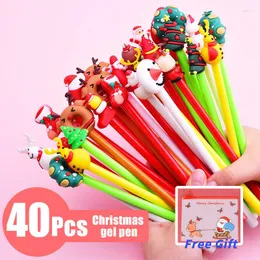 40pcs/Lot Cute Kawaii Christmas Gel Pen 0,5 mm czarny atrament Tree Elf Santa Gift Box Pens Pens School Office Stacjonary