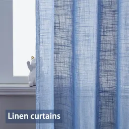 Tenda Tende trasparenti in lino per camera da letto Tulle bianco Soggiorno Cucina Tinta unita Finestra Trattamenti in voile