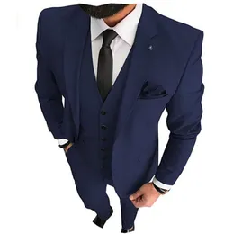 Marineblaue Hochzeits-Smokings 2023 Bräutigam-Anzüge, Bräutigam-Abschlussball-Anzüge, Jacke und Weste mit Hose, maßgeschneiderter Anzug
