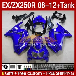 Инъекционная общеизменвка для Kawasaki Ninja EX250R ZX250R 2009 2009 2011 2012 2012 ZX250 EX250 R 163NO.93 ZX-250R 08-12 EX ZX 250R 08 09 10 11 12 OEM FARING BLUE FACTORY BLK BLK
