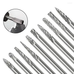 Watch Repair Kits Carbide Burr Set 10 Pcs Double Cut Solid Rotary Burrs Woodworking Drilling Metal Carving Engraving Polishing