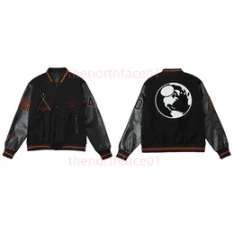 Moda di lusso Uomo Applique Ricamo Giacche Uomo Donna Pannelli Pu Manica Cappotti di lana Coppie Streetwear Giacca da baseball a maniche lunghe Taglia asiatica S-XL