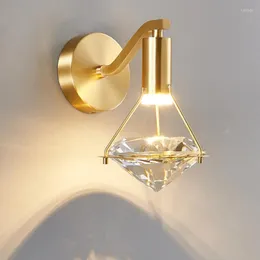 Wall Lamp Modern LED Lamps K9 Crystal Copper Lights Diamond Decoration El Light Fixtures Bedroom Bedside Lighting