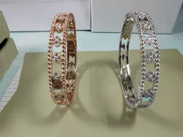 Pulseira de tênis Trevo de quatro folhas caleidoscópio Oco VC pulseira de ouro para mulheres, meninas, joias dos namorados, homens, designer, site oficial, o mesmo estilo, com caixa