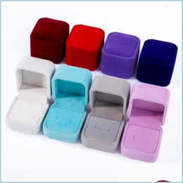 Cajas de almacenamiento Contenedores Flannelette Joyero Cojín de color de pelusa Contenedor de perno Cuadrado Cubo Pulseras Organizador Anillo Vuelco Er Decoración Dhpk8