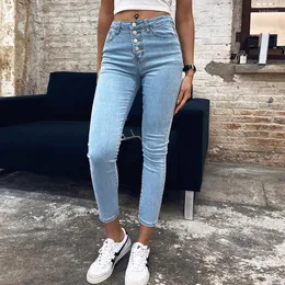 Frauen Jeans Frauen Stretch Hohe Taille Frauen 2022 dünne schlanke Mode gewaschene Hosen weibliche Denimbleistifthose Elastiz