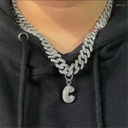 Pendant Necklaces HIP HOP 26 Baguette Letter Initial Iced Out 13MM Cuban Link Chain Necklace Pendants For Men Women Christmas Jewelry