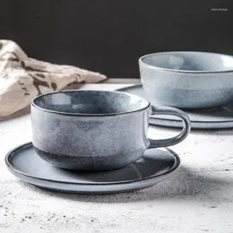 Tassen, Kaffeetasse, einfache Keramik, europäisch, kleiner Luxus, italienischer Espresso, nordischer Retro-Stil, personalisierter Tee und Teller