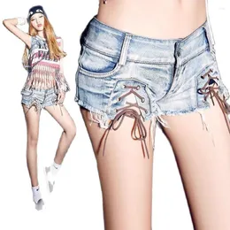 Shorts femininos Summer feminino buraco sexy bandagem jeans boate mini micro 2022