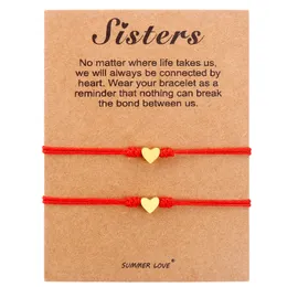 2st kärlek hjärtat handgjorda armband för kvinnor män justerbara önskar goda lyckliga röda strängar par vänskap armband smycken gåvor