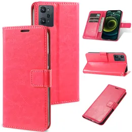 Oppo Reno 7 K10 K9 A57 A76 A96 A36 A16K A16E Pro 5G Realme Wallet Leather with Card Slots Crazy Horse Case Standの電話ケース