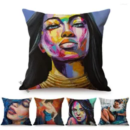 Yastık zarif bayan portre moda kadın yağlı boya dekoratif kapak havalı kız kübizm kendi kanepe atış çelik