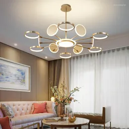 Pendant Lamps Nordic Postmodern Light Luxury Living Room Chandelier Atmospheric Creative Net Red Molecular Lamp Round Bedroom Dining