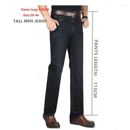 Męskie dżinsy mężczyźni Wysoki mężczyzna Extra długi 115 cm dżinsowy rozciągnij proste wysokie paliwo luźne spodnie duże plus 40 42 44 Spodnie odzież