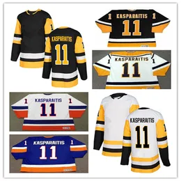 1998 Vintage CCM NY #11 Darius Kasparaitis Hockey Jerseys zszyte biały czarny niebieski alternatywne mundury Mężczyźni