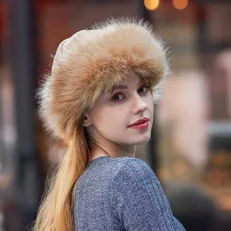 비니/해골 모자 새로운 두꺼운 따뜻한 러시아 모자 숙녀 스웨이드 폭격기 모자 방풍 여성 모피 모자 여성 몽골 C 여성 여우 모피 Skullies Beanies J221010