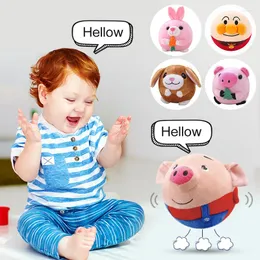 Dekoratif Figürler Elektrik Peluş oyuncak bebekler Zıplayan Konuşan Toplar Bebek Şarkı Dayak Noel Doğum Günü Hediyeleri Çocuklar Için Hamster