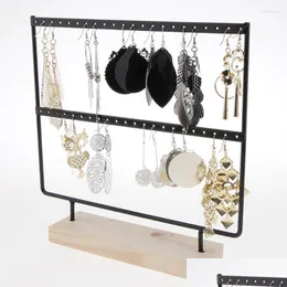 Jewelry Pouches Bags Jewelry Pouches Bags 24/44 Holes Earrings Necklaces Organizer Holder Display Stand With 2 Layers Eyewear For W Dh3Za