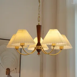 Pendelleuchten Moderne einfache amerikanische Kronleuchter Designer alle Kupfer Faltenrock kreative chinesische Wohnzimmerlampe