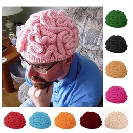 Handmade Funny Brain Knitted Hat Halloween Spoof Props Winter Hat Unisex And Children's Woolen Beanie Keep Warm Bonnet GC1720