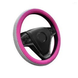 Steering Wheel Covers Shining Crystal Rhinestone Car Leather Cap Steering-Wheel Cover Auto Interior Accessories For Women