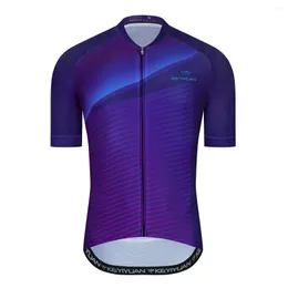 Yarış Ceketler Keyiyuan 2022 Bisiklet Giyim Bisiklet Kısa Kollu Mavi Jersey T-Shirt MTB Gömlek Maillots Abbigliaento Ciclismo