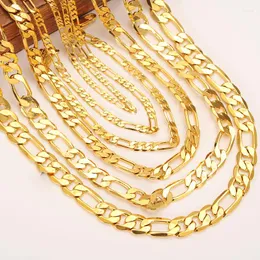 Halsbandörhängen Set Mens Women's Solid Gold GF 3 4 5 6 7 9 10 mm Bredd Välj italiensk Figaro Link Chain Armband Fashion Jewelry