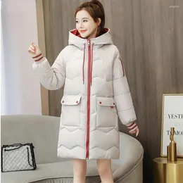 Kvinnors dike rockar vinterjacka kvinnor 2022 lös varm tjockare parka lång huva överrock koreanska solid outwear manteau femme hiver