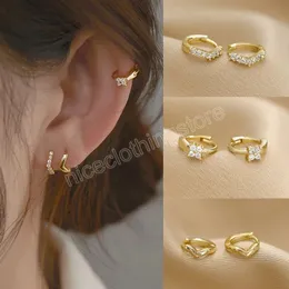 Kadınlar için kristal zirkon kasnak küpeleri huggie kıkırdak küpe cerrahi çelik altın renk sarmal tragus kulak piercing takı