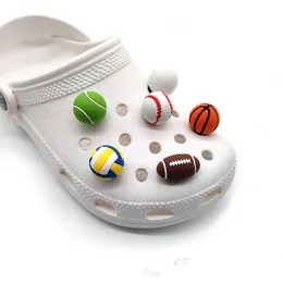 3D Sport Basketball Ball Schuh Teile Zubehör Fußball Baseball Jibitz Croc Charms Clog Pins