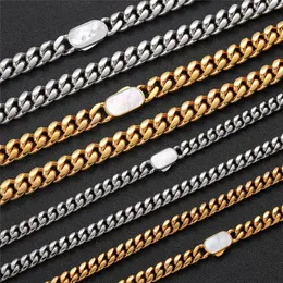 8/12mm de a￧o inoxid￡vel Miami Chain Chain Charm Jewelry Link Chain Gold Novo Style Gifts Men'Jewelry