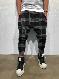 Men's Pants 4 Colors Mens Streetwear Plaid Print Casual Fashion Track Trousers Men Jogger