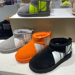 Mini mini botas cortas Mujeres australianas botas de nieve Mantenga la bota c￡lida Hombre Fabrice Featina Casta de oveja Casta de gamuza Casta￱o 2022 ￚltimos botines de logotipo de moda