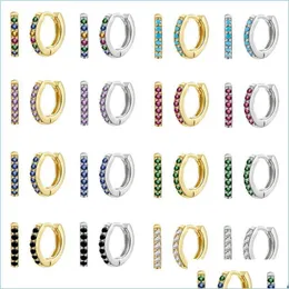 Hoop Huggie Hoop Hie Aide Sier Colore Minimalista 7Mm Cartilagine Hies Donne Orecchini di cristallo arcobaleno Piercing Pendiente Ohrringe Je Dhzpl