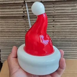 Rig Dab Rig Dab Hat de Glass Dab chap￩u de Natal Grente de 10mm de dewar articula￧￣o f￪mea vermelha cachimbo branco bongos borocilicate mini rig perc craftbong