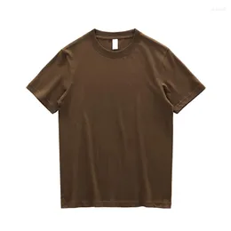 Herr t-skjortor 210 g högkvalitativ bomullsmän t-shirt mode chic stilig avslappnad ungdom trendig sommar o-hals kort ärm tung vikt