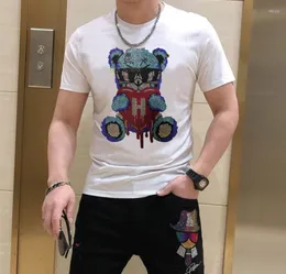 T-shirt da uomo in cotone strass per anca Moda uomo T-shirt anime Diamond Streetwear Design Drop