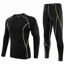 Indumenti da notte da uomo Set da corsa Thermal Men Compression Long Johns Underwear Autunno Inverno Tuta sottile Fitness Legging Tuta sportiva T221017