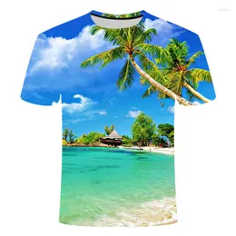 Herren-T-Shirts, Strand-Grafik, 3D-Druck, modisch, natürliches Landschaftsmuster, T-Shirt, personalisierbar, Sommer, lässig, Top, kurze Ärmel
