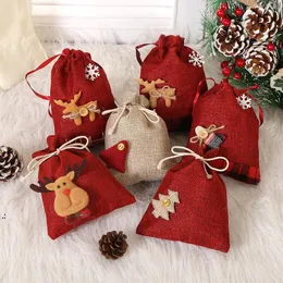 Christmas Drawstring Souvenir Bag Santa Claus Candy Gift Sack Xmas Party Hanging Decor Accessories Household Storage Bags BBB16412