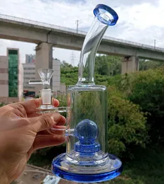 Blue Glass Water Bubbler Bong Narghilè Oil Dab Rigs con tubi di fumo Perc per pneumatici con giunto da 14 mm