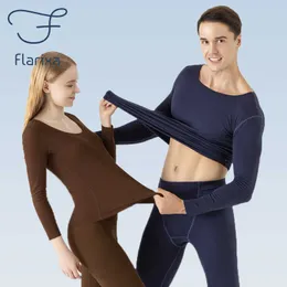 Pijamas masculinos Flarixa Novo conjunto de roupa íntima térmica de dupla face sem costura roupas de outono longas johns para mulheres inverno quente lingerie térmica T221017