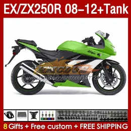 Tanque de fadas de inje￧￣o para Kawasaki Ninja Ex250R ZX250R 2008 2009 2010 2012 2012 ZX250 EX250 R 163NO.101 ZX-250R 08-12 EX ZX 250R 08 09 10 11 12 OEM Fairing Stock Stock