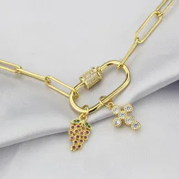 Pendanthalsband Sunsll Design Mix and Match Style Gold Grape Cross Fashion Halsband F￤rgglada zirkon Uts￶kta smyckespresent