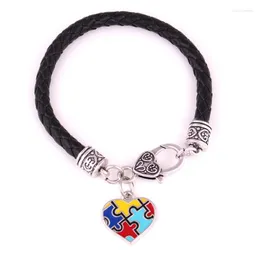 Charm Bracelets Fashion Bracelet For Unisex Jigsaw Puzzle Pattern Heart Pendant Depression Jewelry Three Kinds Length Chain Drop