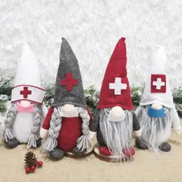 Christmas Doctor Nurse Gnome Plush Ornaments Swedish party Santa Xmas Tree Decor Holiday Home Decoration SN4985