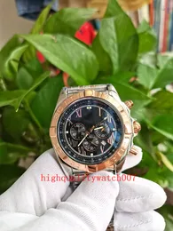 Orologio di alta qualità Nuova versione Orologi da polso da uomo di moda Cronografo al quarzo VK Funzionante 47mm Quadrante nero Oro rosa 18 carati 316L Orologi da polso eccellenti