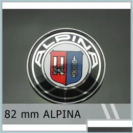 Crachás de carro 20pcs/lote 82mm emblema de emblema para alpina chrome Bonnet Hood E9 E21 E28 E30 E46 E87 E90 Drop Deliver